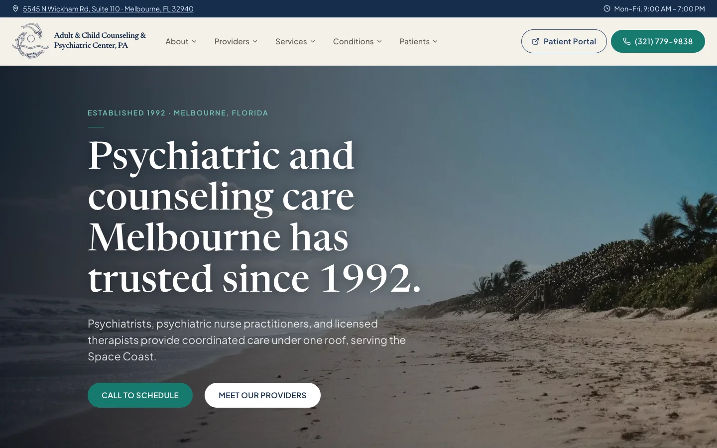 Adult & Child Counseling and Psychiatric Center homepage, built by NovraScale