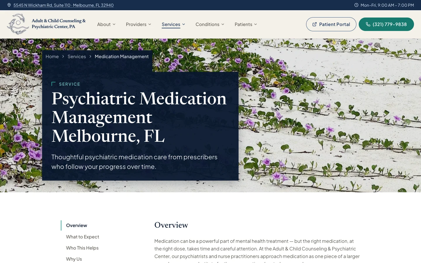 Adult & Child Counseling and Psychiatric Center medication management service page