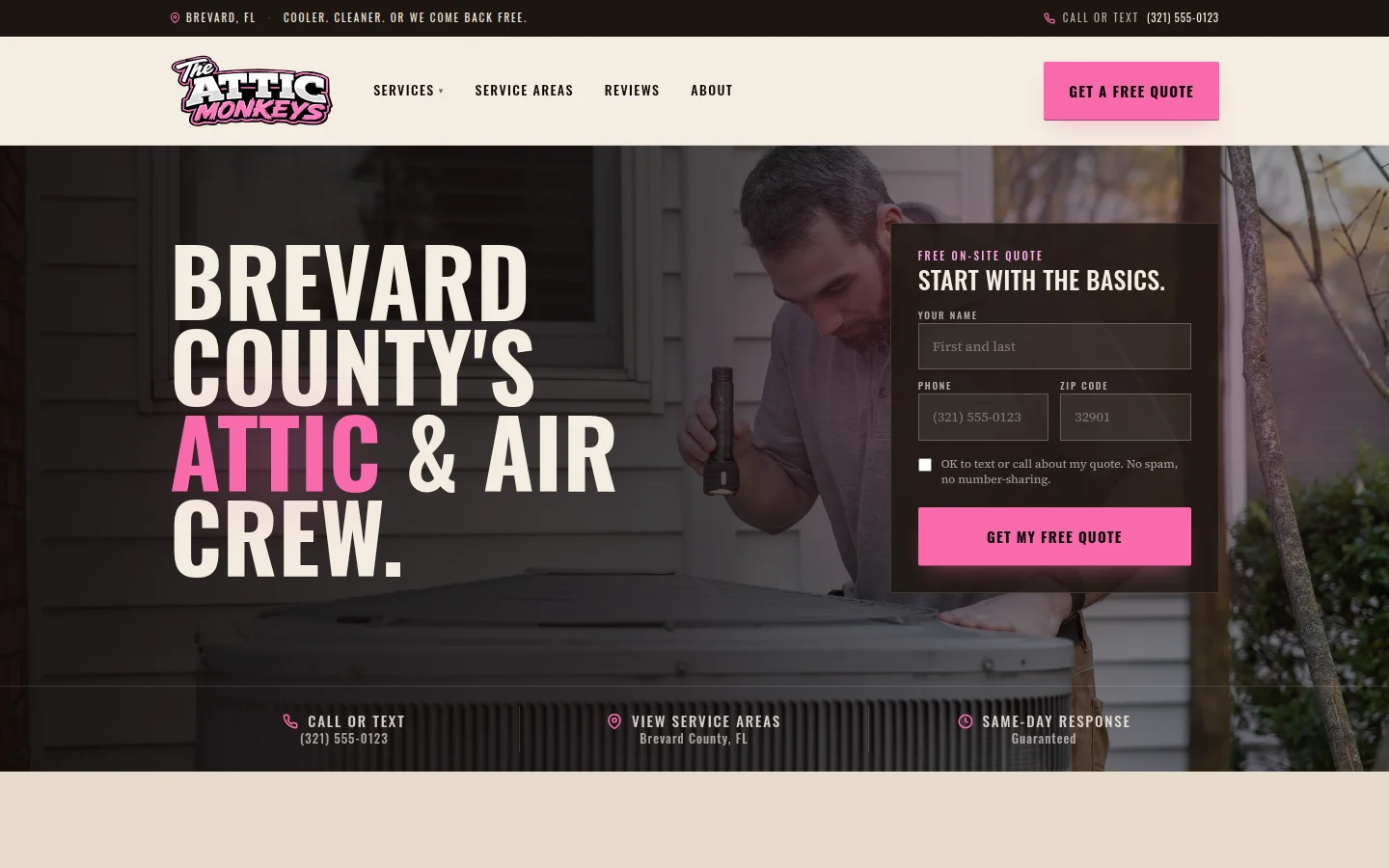 The Attic Monkeys homepage hero