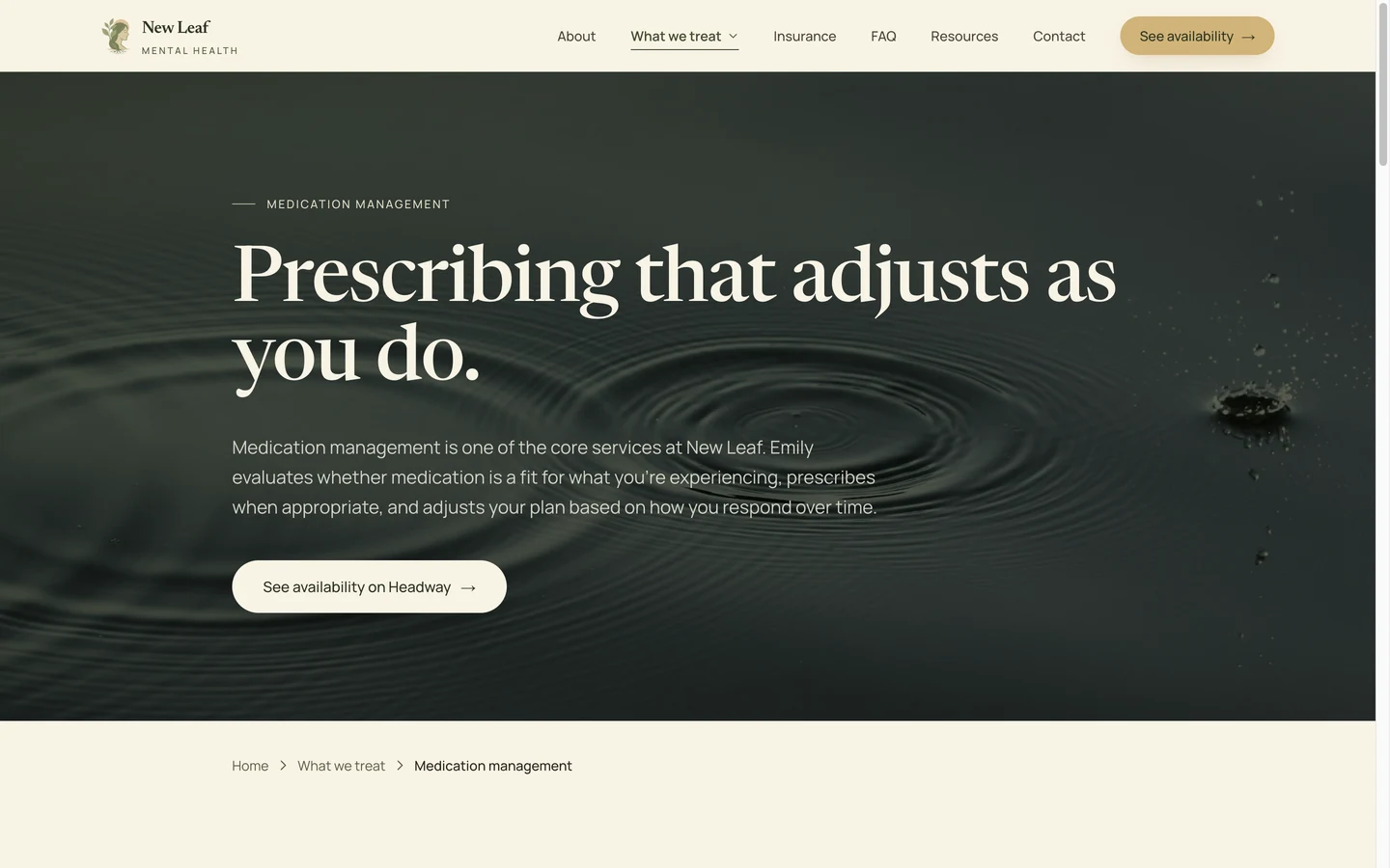 New Leaf medication management service page